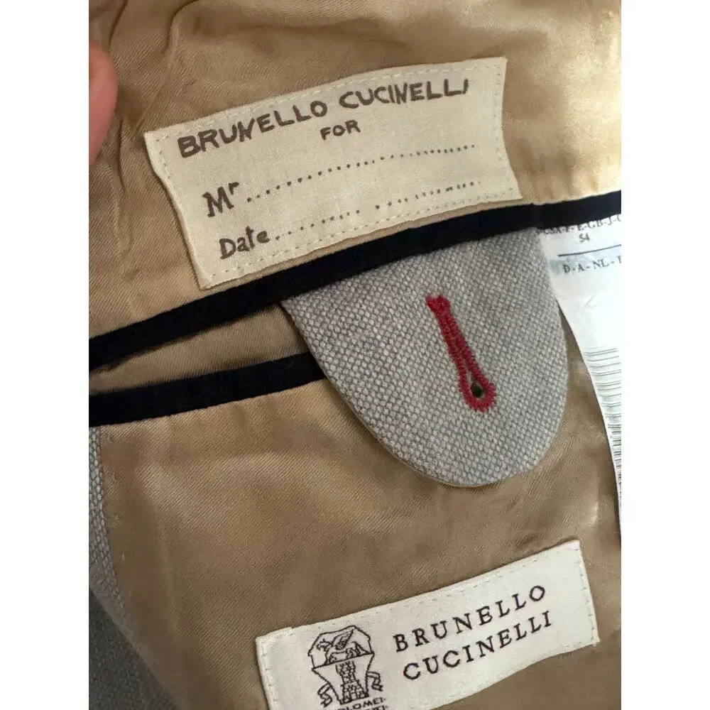 Brunello Cucinelli Gray Cotton Birdseye Nailhead Blazer Sportcoat 54IT 42R US